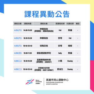 260420-260428 課程異動公告